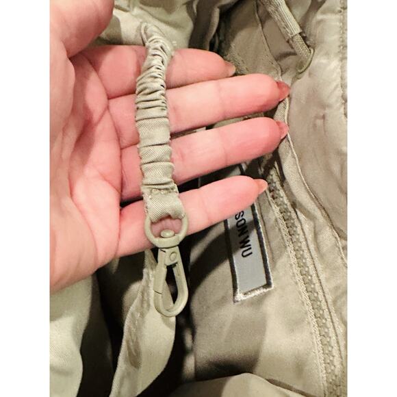 Jason Wu Puffer Nylon Drawstring Bucket Bag Beige Removable Adjustable Strap - Picture 12 of 16